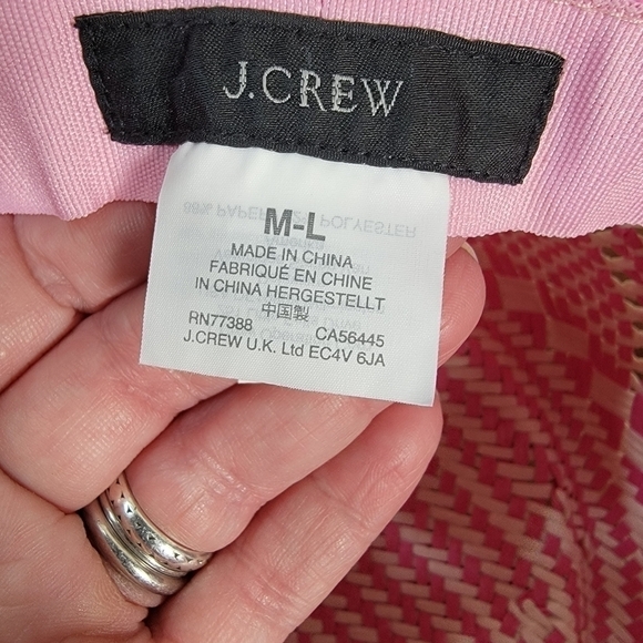 J. Crew Pink and cream oversized straw hat summer beach vacation Size M / L - Picture 13 of 16
